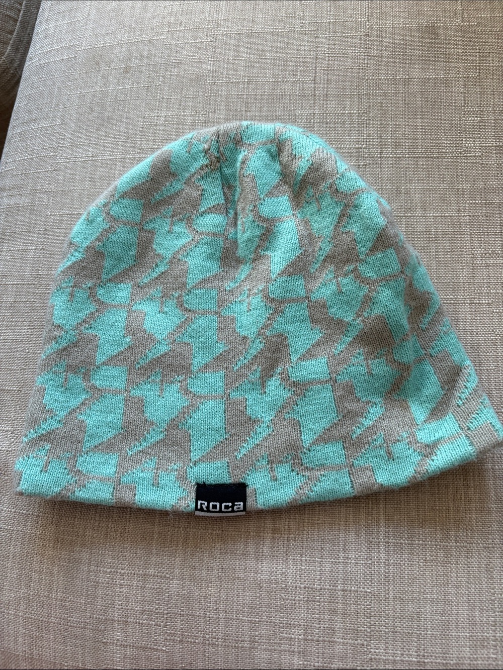 Rocawear Mint and Gray Houndstooth Knit Beanie
